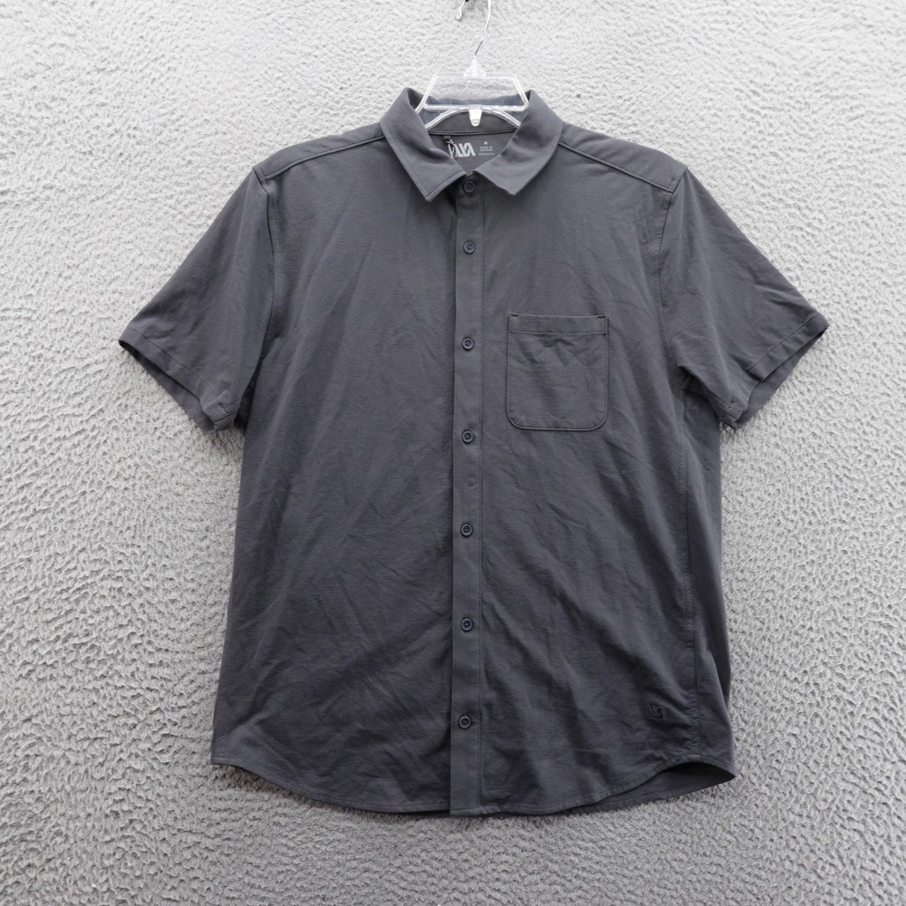 VRST Mens Refined‎ Knit Button Down Shirt Medium Gray Moisture Wicking NEW